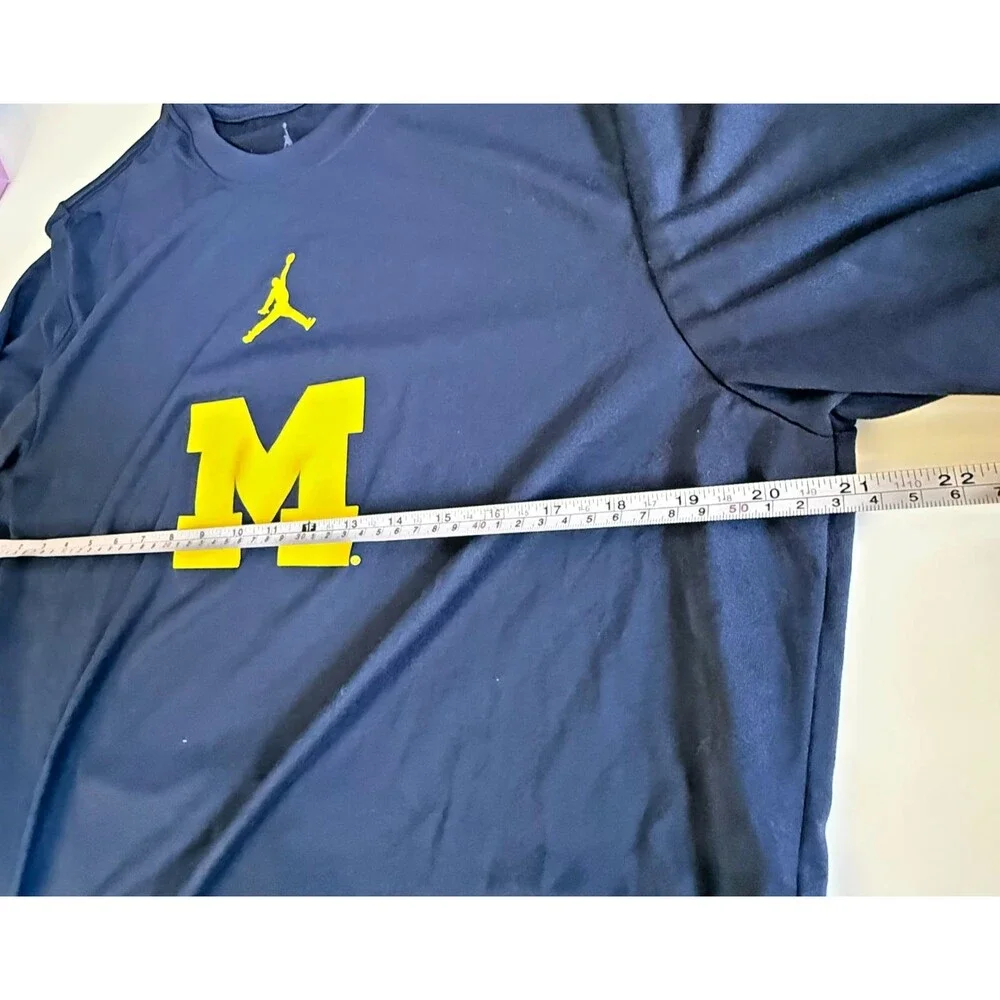 Nike Jordan Michigan Wolverines Dri Fit Long Sleeve Shirt Mens Large Blue NCAA